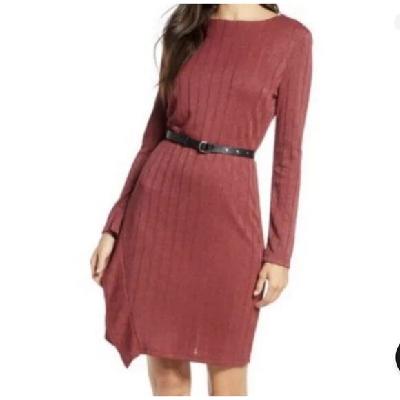 Sam Edelman Dress Long‎ Sleeve Sheath Cocktail Mini Short Red Knit Size 12 NWT - Picture 5 of 16